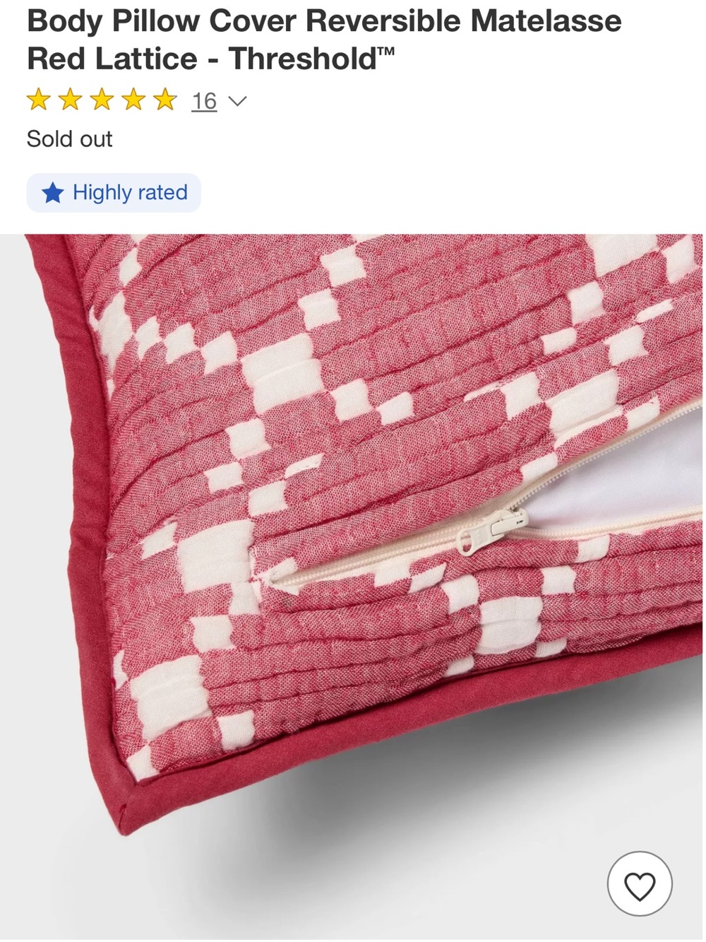 Threshold Matelassé Reversible Body Pillow Cover in Pink and White - Picture 4 of 9